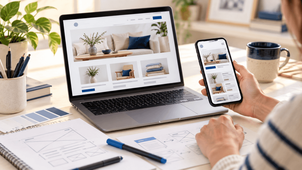 Diseño web WordPress responsive en portátil y móvil
